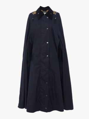 Chloe Barbour For "Hadrien" Long Cape Jakker Mørkeblå | CHE-SR13779