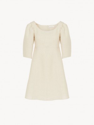 Chloe Båd-neck Mini Kjole Hvide | CHE-SR13836