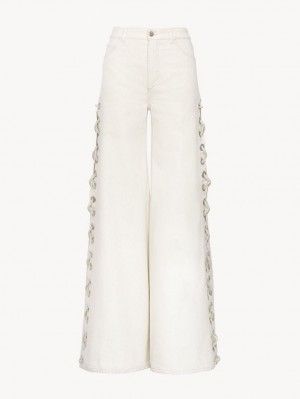 Chloe Brede Rave Jeans Hvide | CHE-SR13982