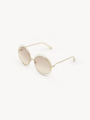 Chloe Carlina Petite Solbriller Guld Beige | CHE-SR14544