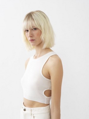 Chloe Cropped Strikkevarer Hvide | CHE-SR13938