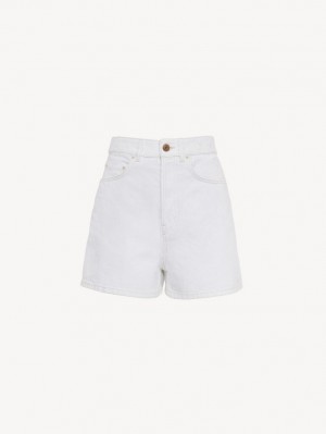 Chloe Dukuno Denim Shorts Hvide | CHE-SR13978