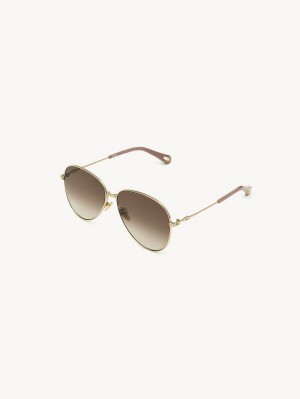 Chloe Faith Solbriller Guld Brune | CHE-SR14568