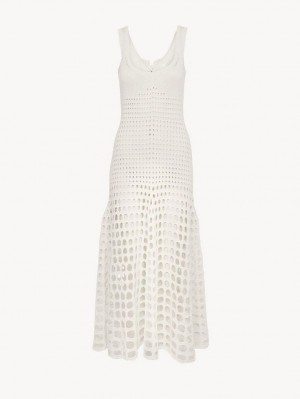 Chloe Flared Tank Strikkevarer Hvide | CHE-SR13929