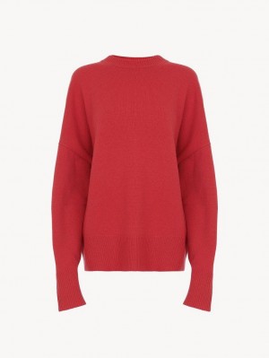 Chloe Generous Crew-neck Strikkevarer Lyserød | CHE-SR13954