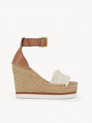 Chloe Glyn Fringed Espadrillos Wedge Hvide | CHE-SR14804