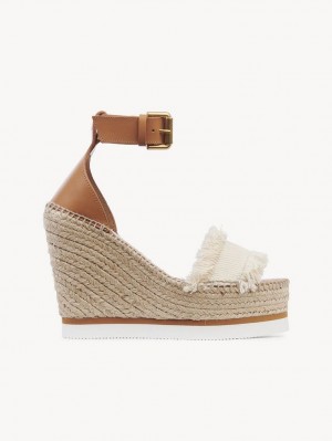 Chloe Glyn Fringed Espadrillos Wedge Hvide | CHE-SR14842