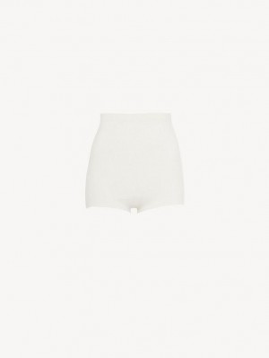 Chloe High-waisted Mini Shorts Strikkevarer Hvide | CHE-SR13923