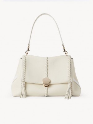 Chloe Penelope Medium Soft Skuldertasker Hvide | CHE-SR13426