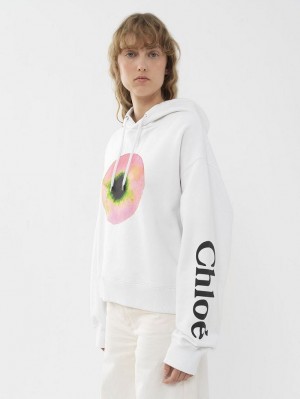 Chloe Printed Hætte Trøjer Hvide Lyserød | CHE-SR13870