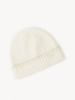 Chloe Ribbet Knit Beanie Hat Hvide | CHE-SR14473