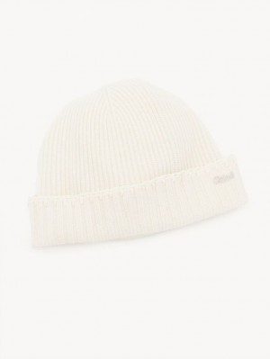 Chloe Ribbet Knit Beanie Hat Hvide | CHE-SR14486