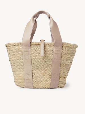 Chloe Sense Medium Basket Muleposer Beige | CHE-SR13382