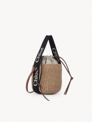 Chloe Small Woody Basket Crossbody Taske Sort Beige | CHE-SR13566