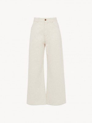 Chloe Stromboli Brede Cropped Jeans Hvide | CHE-SR13995