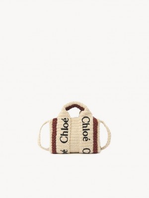 Chloe Woody Nano Tote Mini Tasker Brune Beige | CHE-SR13693