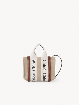 Chloe Woody Tote 3 Mini Tasker Hvide Brune | CHE-SR13723