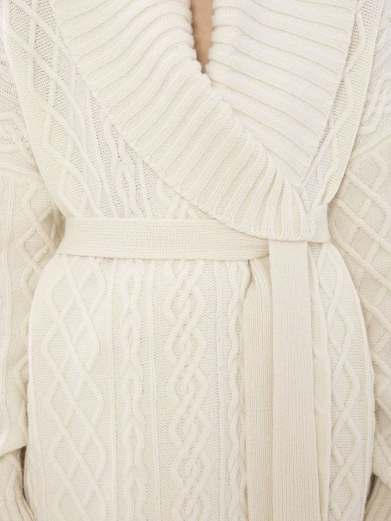 Chloe Belted Wrap Cardigan Strikkevarer Hvide | CHE-SR13957