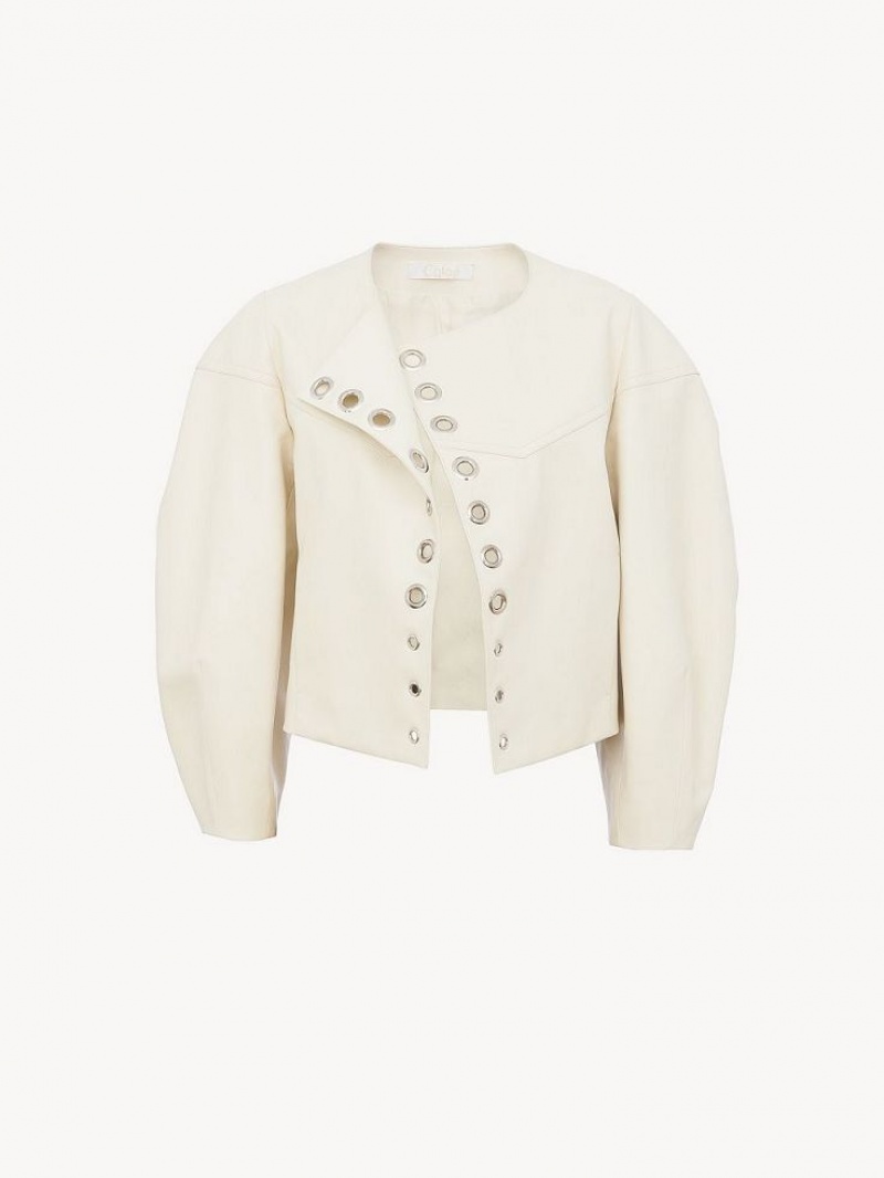 Chloe Boxy Jacket Leather Hvide | CHE-SR14104