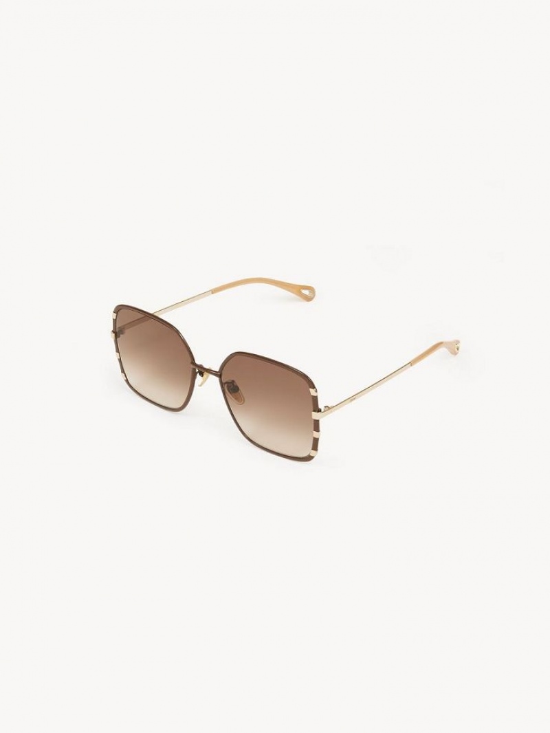 Chloe Celeste Solbriller Guld Brune | CHE-SR14528