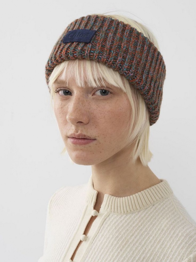 Chloe Chunky Strikket Headband Hat Flerfarvede Blå | CHE-SR14490