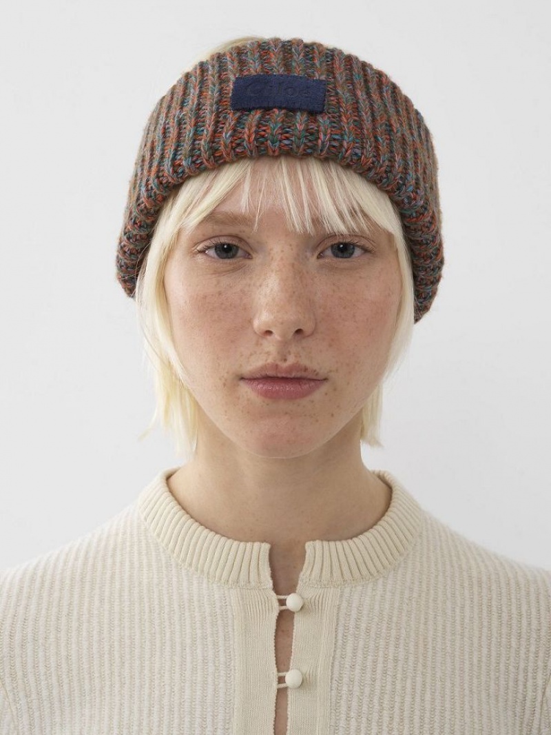 Chloe Chunky Strikket Headband Hat Flerfarvede Blå | CHE-SR14490