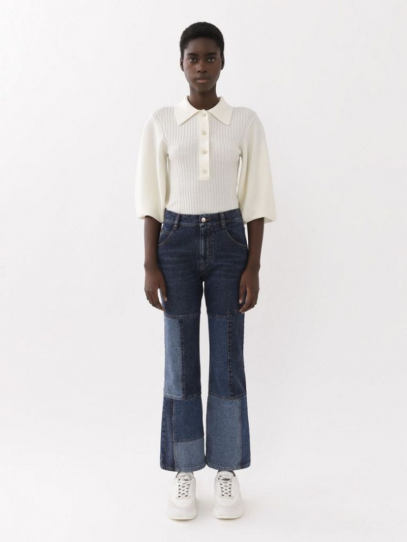 Chloe Cropped Flare Jeans Flerfarvede Blå | CHE-SR14012