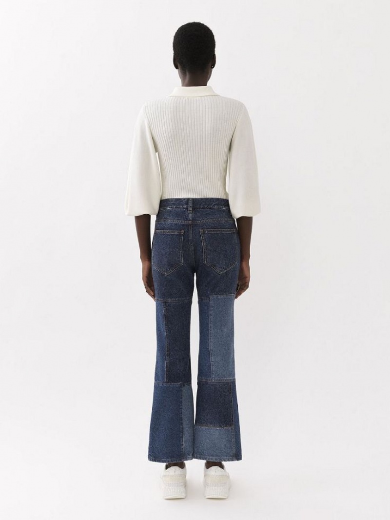 Chloe Cropped Flare Jeans Flerfarvede Blå | CHE-SR14012