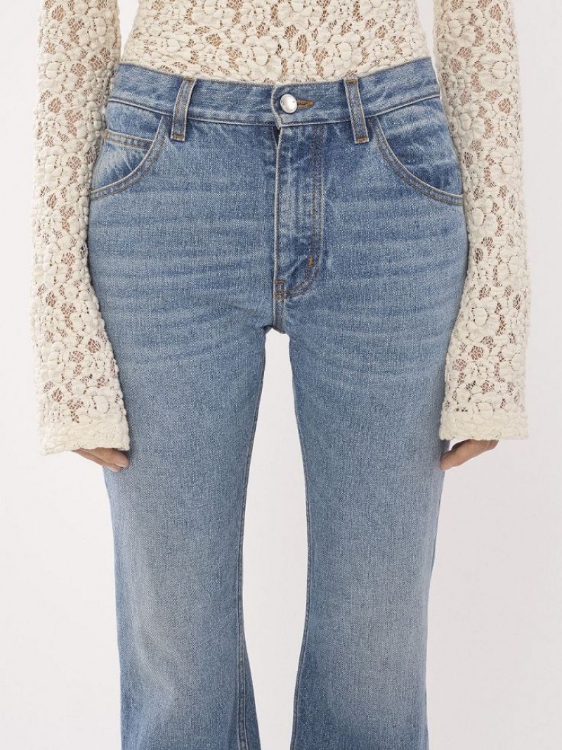 Chloe Cropped Lige Jeans Blå | CHE-SR14017