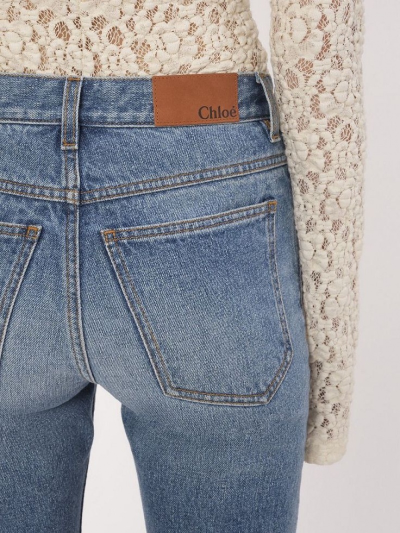 Chloe Cropped Lige Jeans Blå | CHE-SR14017