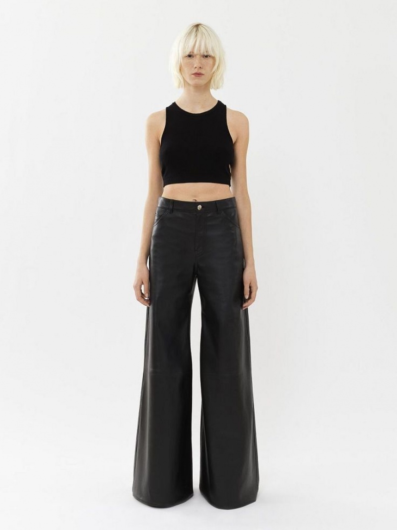 Chloe Cropped Strikkevarer Sort | CHE-SR13939