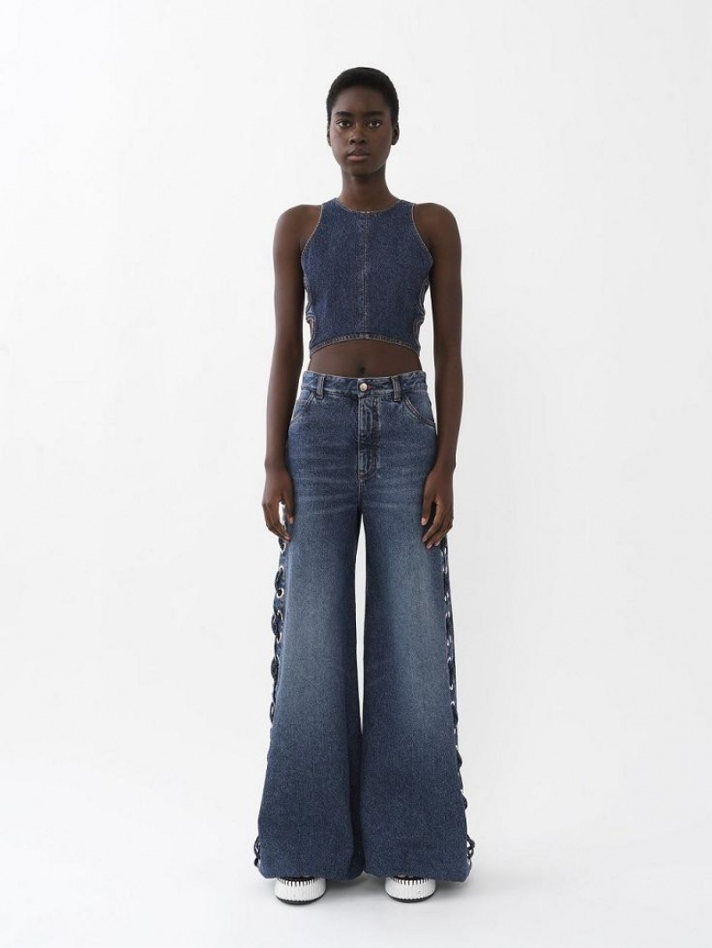 Chloe Cropped Toppe Blå | CHE-SR13892