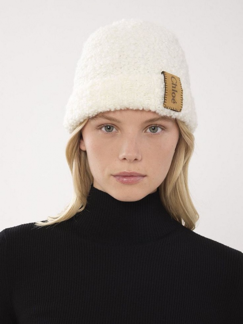 Chloe Curly Knit Beanie Hat Beige | CHE-SR14475