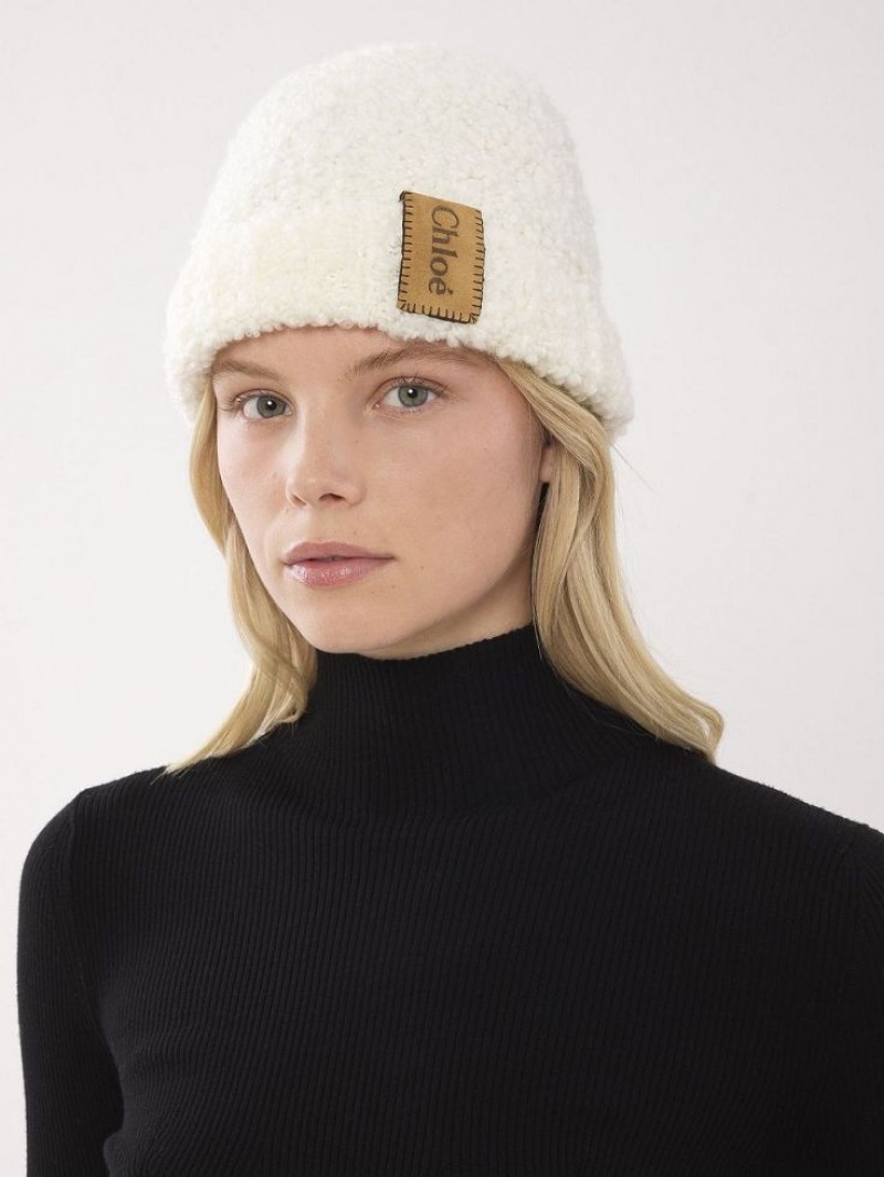 Chloe Curly Knit Beanie Hat Beige | CHE-SR14475