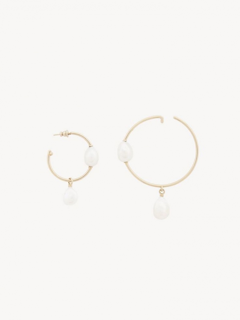 Chloe Darcey Hoop Øreringe Guld Hvide | CHE-SR14442