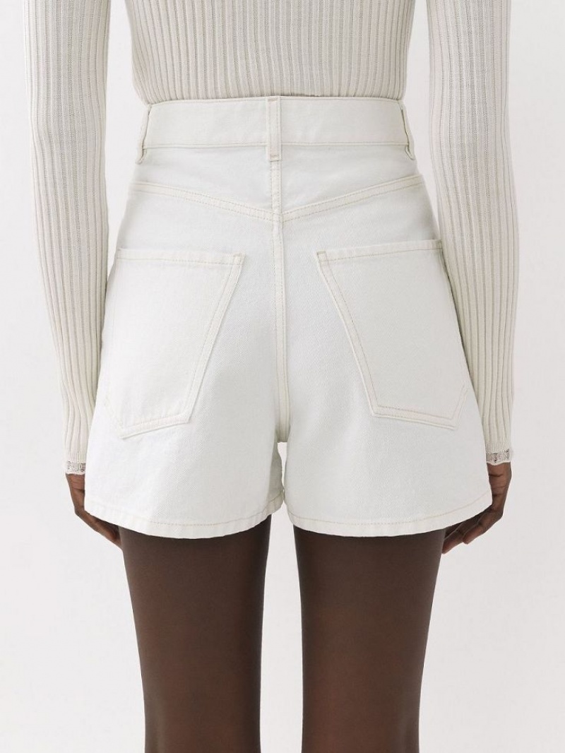 Chloe Dukuno Denim Shorts Hvide | CHE-SR13978