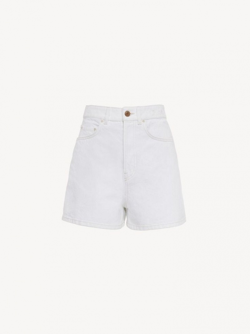 Chloe Dukuno Denim Shorts Hvide | CHE-SR13978