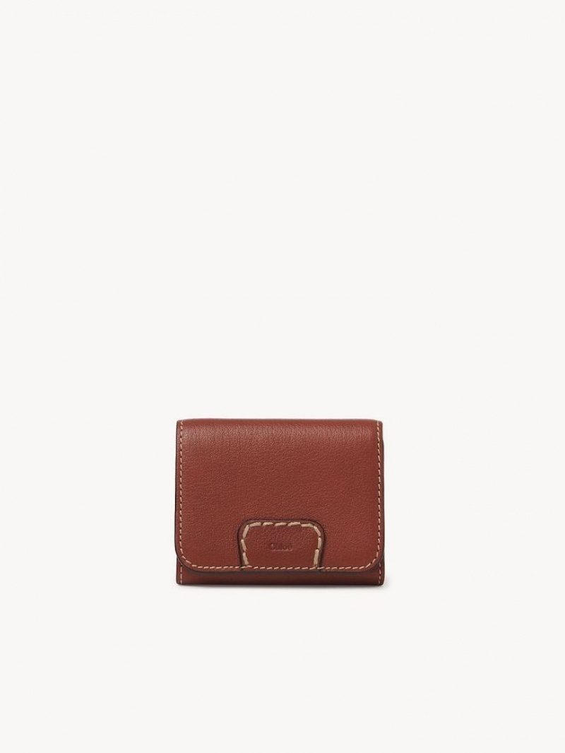 Chloe Edith Small Tri-fold Lille Pung Brune | CHE-SR14278