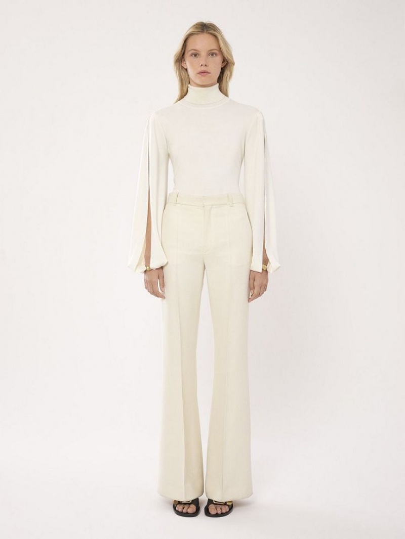 Chloe Fitted Mock-neck Strikkevarer Hvide | CHE-SR13958