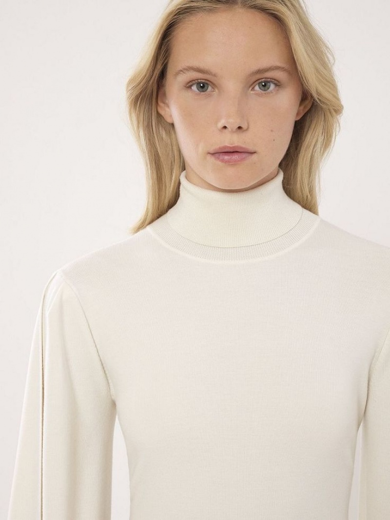 Chloe Fitted Mock-neck Strikkevarer Hvide | CHE-SR13958