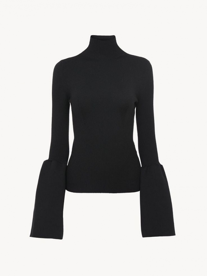 Chloe Fitted Mock-neck Trøjer Sort | CHE-SR13903