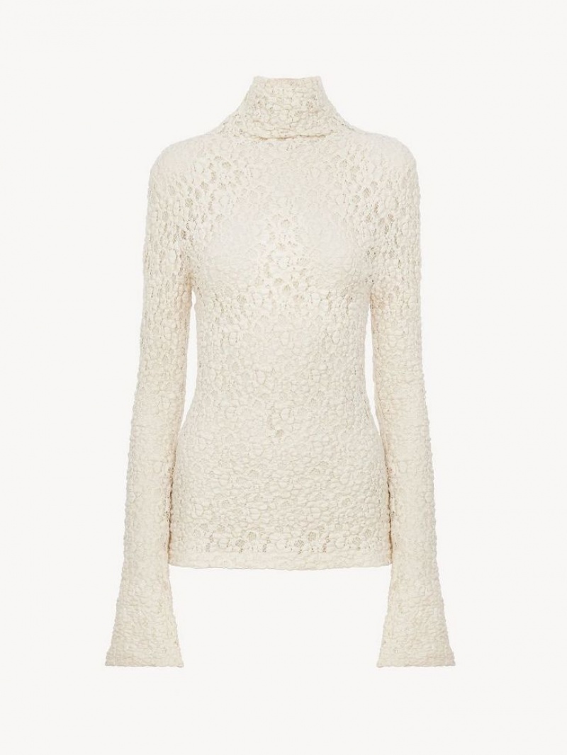 Chloe Fitted Turtleneck Toppe Hvide | CHE-SR13908