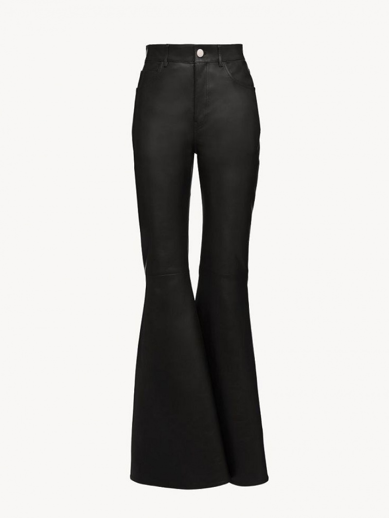 Chloe Flared Pants Leather Sort | CHE-SR14114