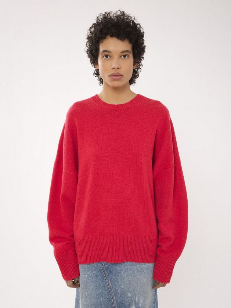 Chloe Generous Crew-neck Strikkevarer Lyserød | CHE-SR13954