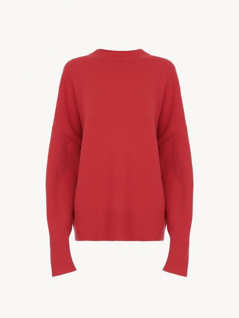 Chloe Generous Crew-neck Strikkevarer Lyserød | CHE-SR13954