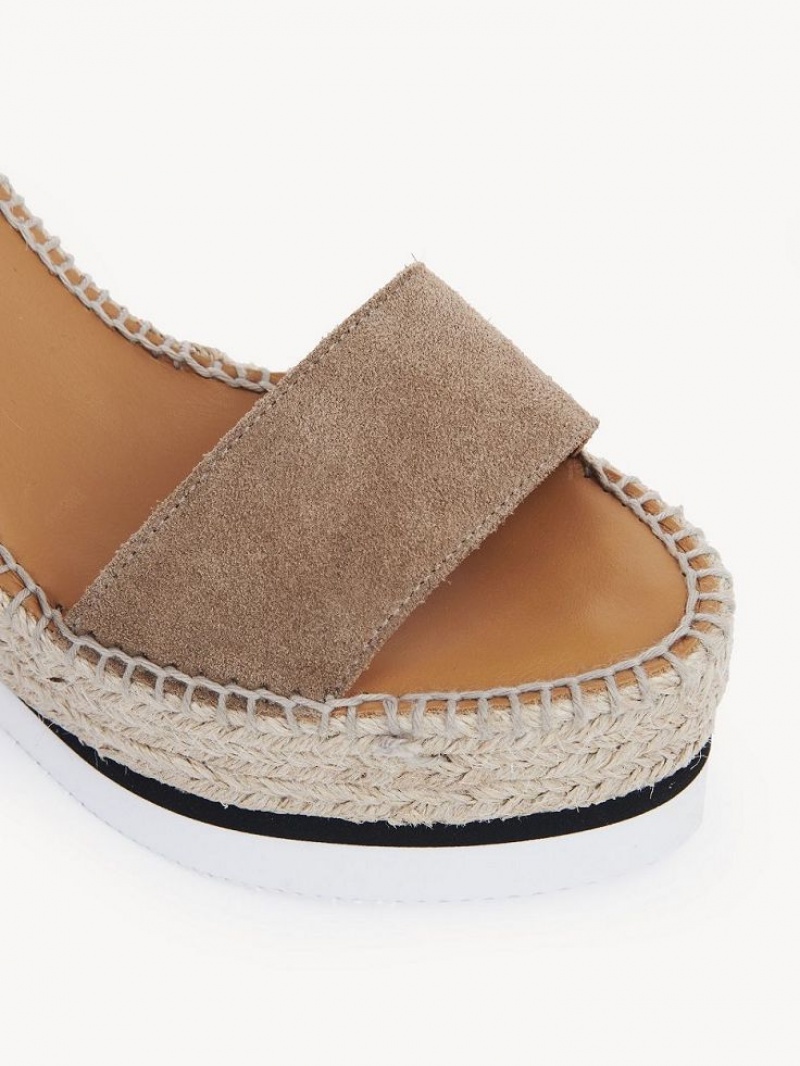 Chloe Glyn Espadrillos Wedge Khaki | CHE-SR14816