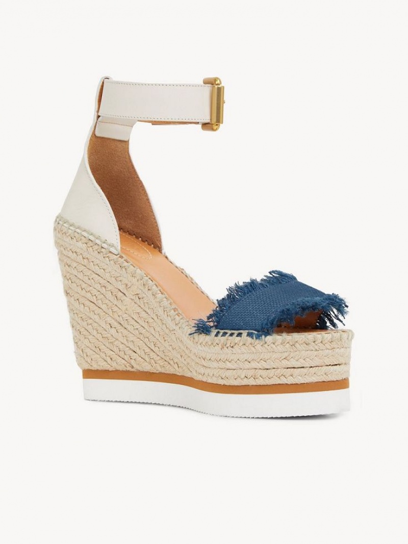 Chloe Glyn Fringed Espadrillos Wedge Dyb Blå | CHE-SR14827