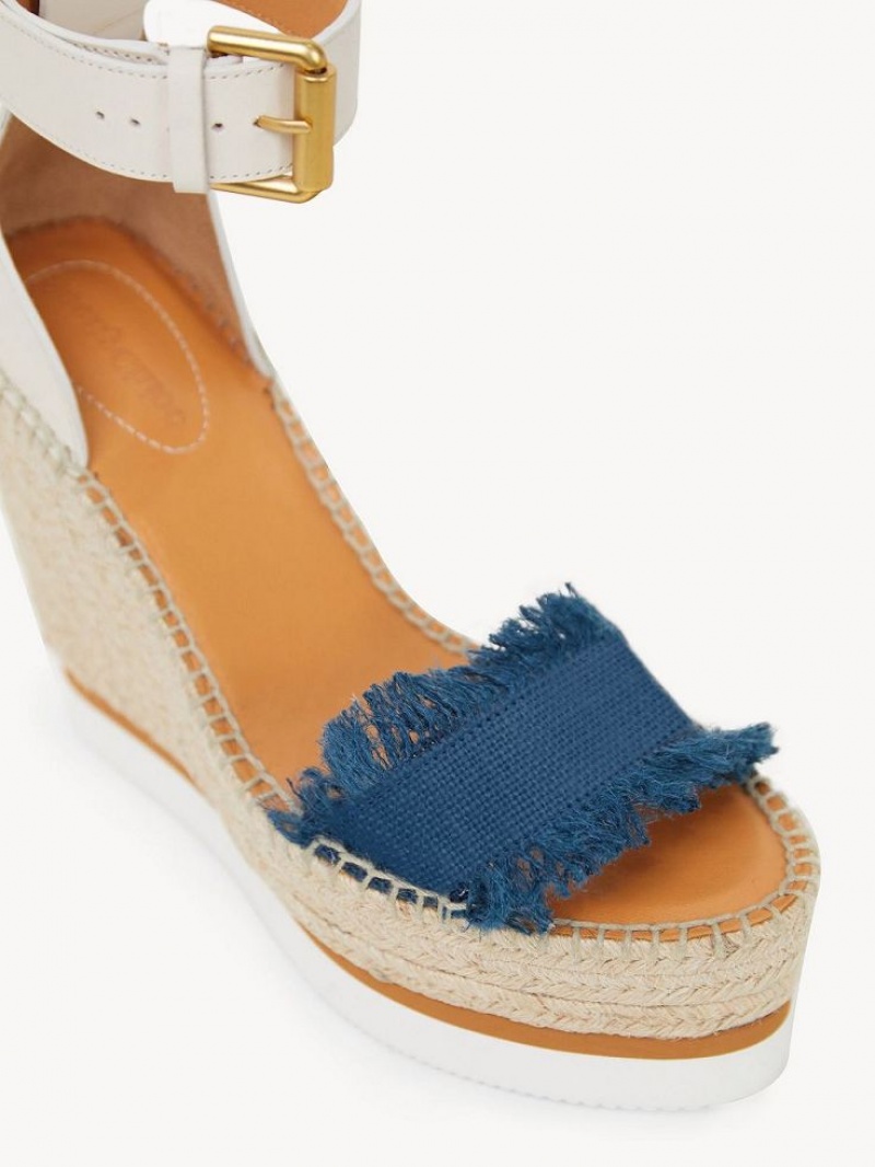 Chloe Glyn Fringed Espadrillos Wedge Dyb Blå | CHE-SR14827