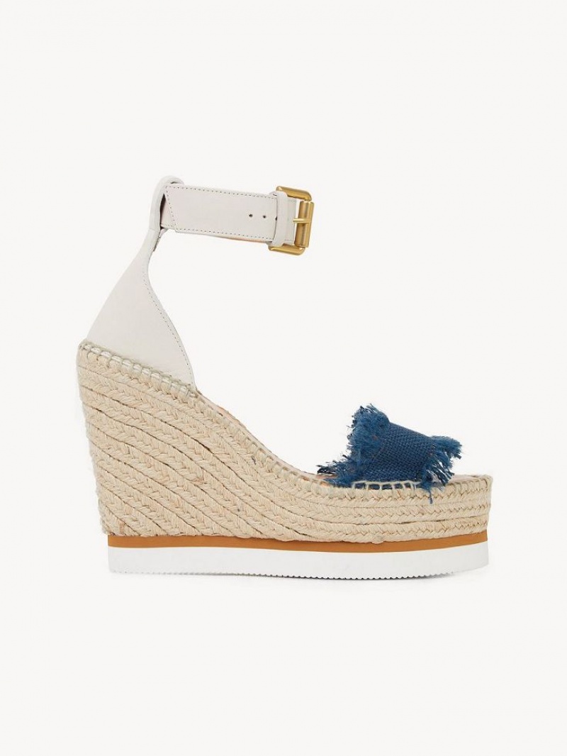 Chloe Glyn Fringed Espadrillos Wedge Dyb Blå | CHE-SR14827