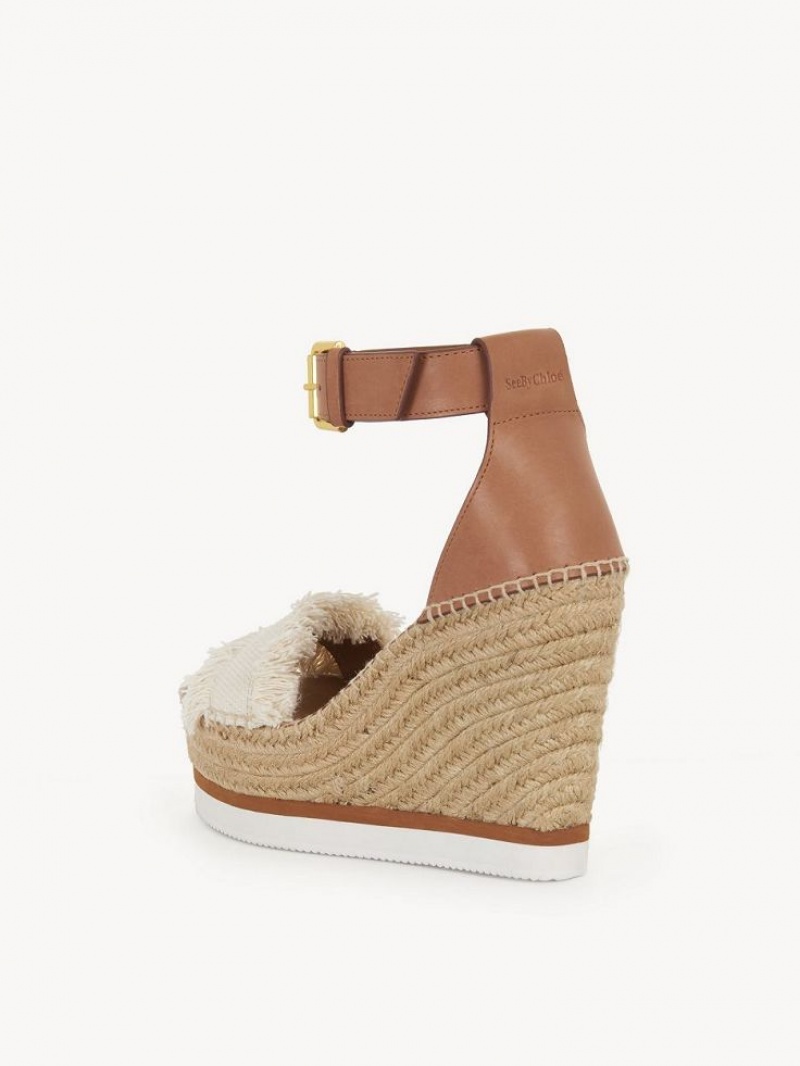 Chloe Glyn Fringed Espadrillos Wedge Hvide | CHE-SR14804